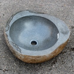 Vasque à poser en galet de rivière 46-45 cm porte savon (GAL55-001-SAVON)
