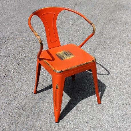 Chaise rétro en métal vieilli orange (RETRO-ORANGE)