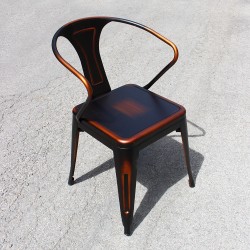 Chaise rétro en métal vieilli rouge noir (RETRO-RED-BLACK)