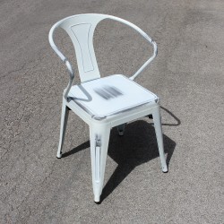 Chaise rétro en métal vieilli blanc (RETRO-WHITE)