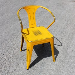 Chaise rétro en métal vieilli blanc (RETRO-YELLOW)