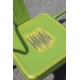Lot de 4 chaises rétro en métal vieilli vert jaune (LOTRETRO-YELLOWISH-GREEN)