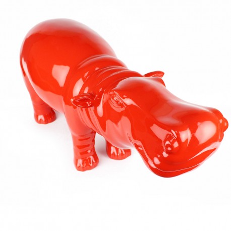 Statue Hippopotame rouge laquée (RES001RO)