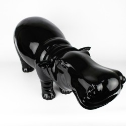 Statue Hippopotame noir laquée (RES001NO)