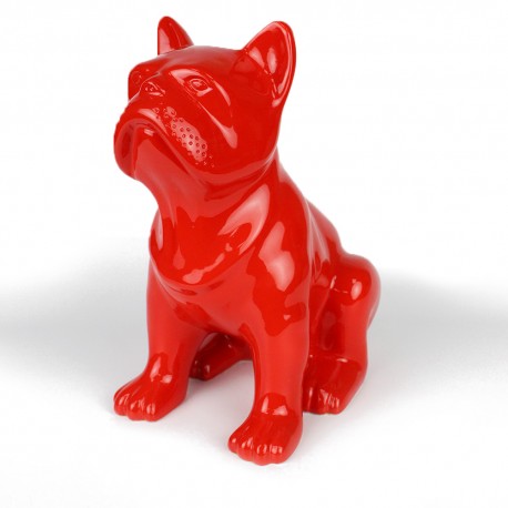 Statue Bulldog rouge laquée (RES002RO)