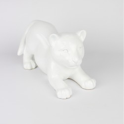 Statue Bébé Tigre blanche laquée (RES003BL)