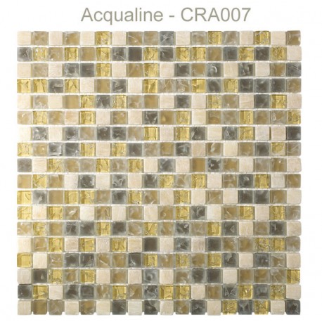 Mosaïque 30x30 en verre craquelé jaune marron pierre (CRA007)