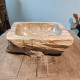Vasque à poser 40x38 cm en bois pétrifié fossilisé (FOSS45-035YL)