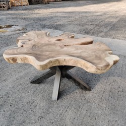 Table en bois de Suar ronde Ø193x163cm (RSUAR05-193)