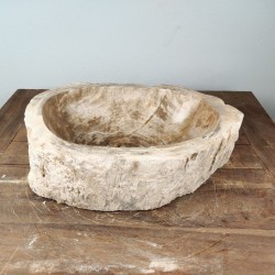 Vasque à poser 44x31 cm en bois pétrifié fossilisé (FOSS45-046YL)