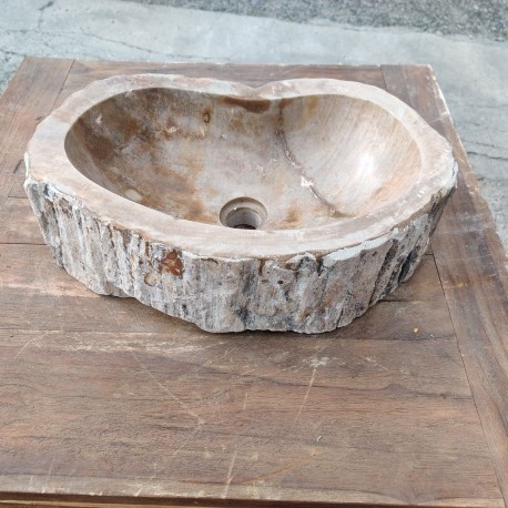 Vasque à poser 50x30 cm en bois pétrifié fossilisé (FOSS45-056YL)