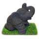 Statuette Elephant sacré assis ciment noir (STA-CIM004-NOIR)