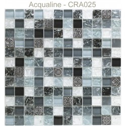 Mosaïque 30x30 en verre craquelé Déco murale Gris Blanc Noir (CRA025)