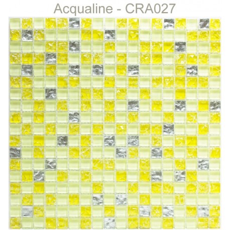 Mosaïque 30x30 en verre craquelé Jaune Argent (CRA027)