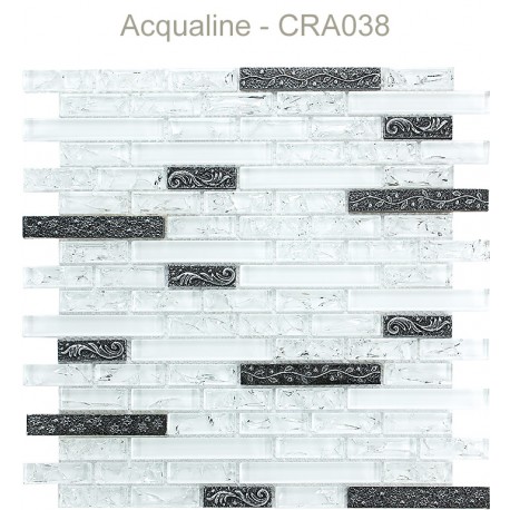 Mosaïque 29,8x30,5 en verre craquelé Blanc / Décors (CRA038)