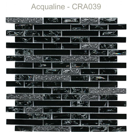 Mosaïque 29,8x30,5 en verre craquelé Noir / Décors (CRA039)