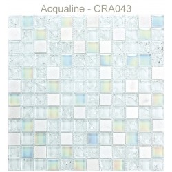 Mosaïque 30x30 en verre craquelé verre et pierre Blanc Nacré (CRA043)