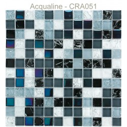 Mosaïque 30x30 en verre craquelé Noir / Blanc / Bleu / Gris (CRA051)