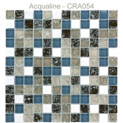 Mosaïque 30x30 en verre craquelé Taupe / Bleu / Beige / Pierre Blanche (CRA054)