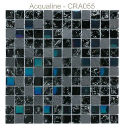 Mosaïque 30x30 en verre craquelé Noir / Irisé / Ardoise (CRA055)