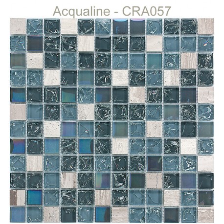 Mosaïque 30x30 en verre craquelé Noir / Irisé / Ardoise (CRA055)