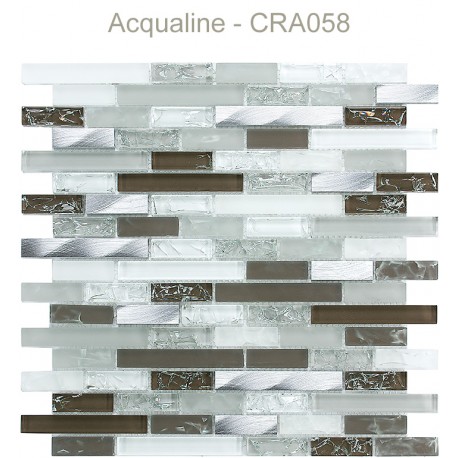Mosaïque 29,8x30,5 en verre craquelé Taupe / Blanc / Alu (CRA058)