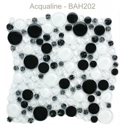 Mosaïque 30x30 en verre rond craquelé formes variées Noir / Blanc (BAH202)