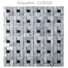 Mosaïque 30x30 en pierre grise et verre centre noir (CUB302)