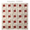Mosaïque 30x30 en pierre beige et verre centre rouge (CUB400)