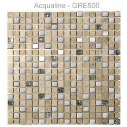 Mosaïque 30x30 en verre argent, pierre beige et Alu (GRE500)