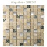 Mosaïque 30x30 en verre argent, pierre beige et Alu (GRE501)