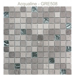 Mosaïque 30x30 en verre argent, pierre grise (GRE508)