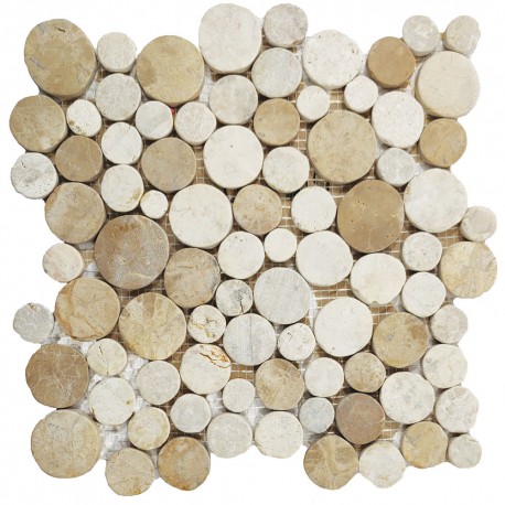 Mosaïque 30x30 pierre ronde variable clair / Beige (PIE026)