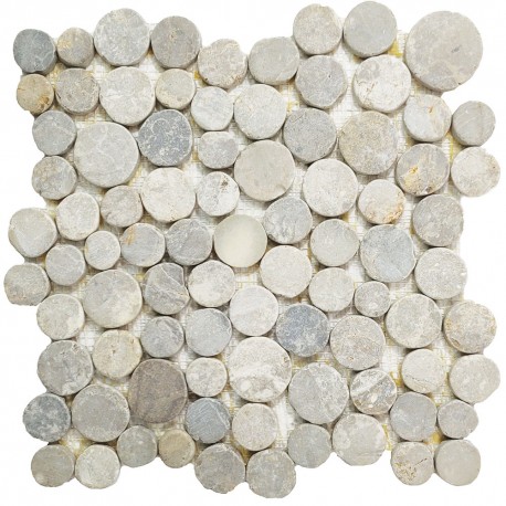 Mosaïque 30x30 pierre ronde variable clair / Gris (PIE027)