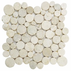 Mosaïque 30x30 pierre ronde variable clair / Blanc (PIE028)