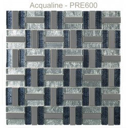 Mosaïque 30x30 verre et métal Argent / Bleu Violine /Alu (PRE600)