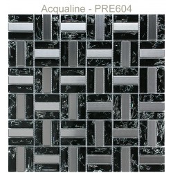 Mosaïque 30x30 verre et métal Noir / Alu (PRE604)