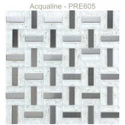 Mosaïque 30x30 verre craquelé blanc et métal Alu (PRE605)