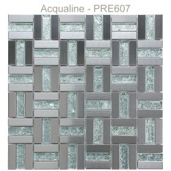 Mosaïque 30x30 verre craquelé argenté et métal Alu (PRE607)