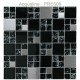 Mosaïque 30x30 verre craquelé noir et métal Alu (PRE608)