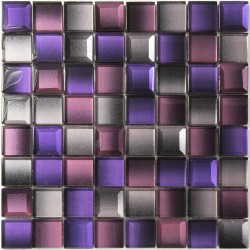Mosaïque 30x30 verre dégradé violet / noir / rose / gris (3D004)